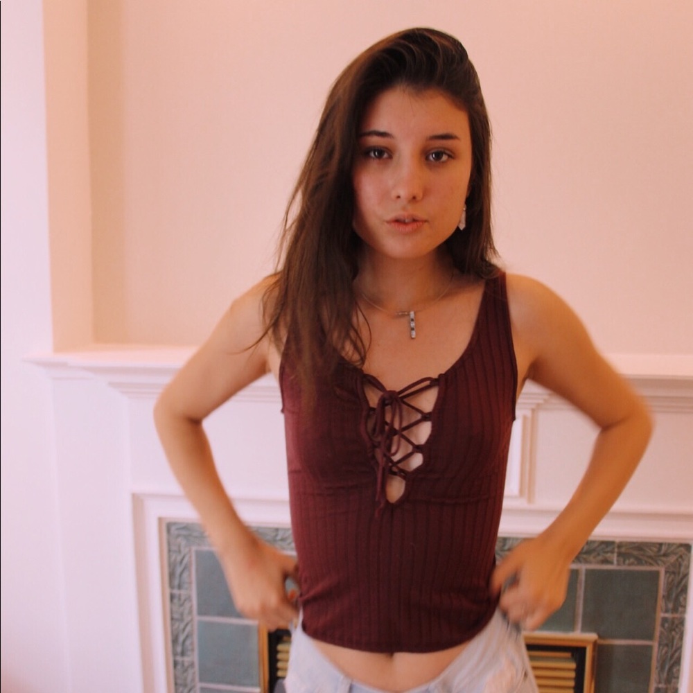 Urban Outfitters// Lace-up Burgundy Crop Top